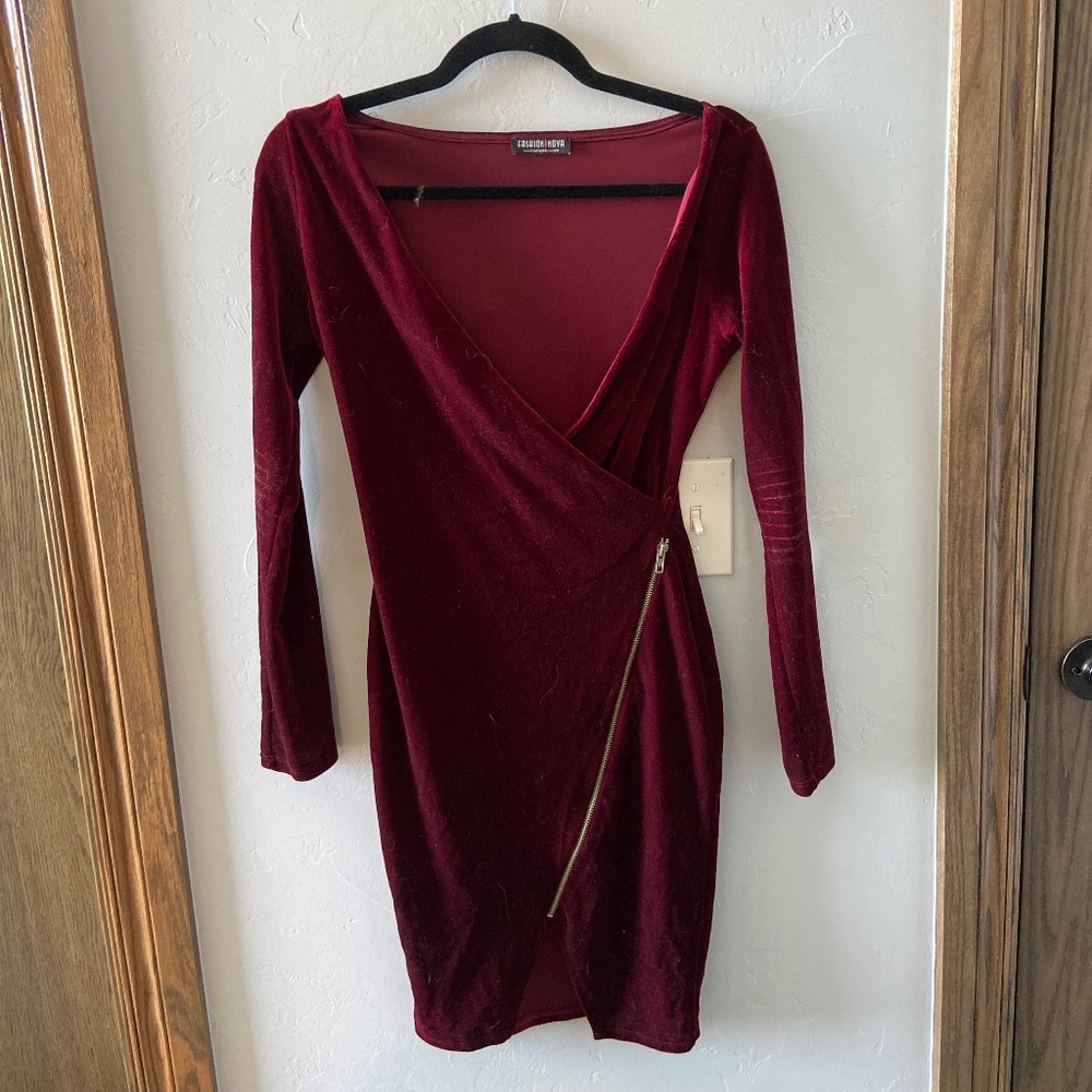 Maroon Velvet Dress